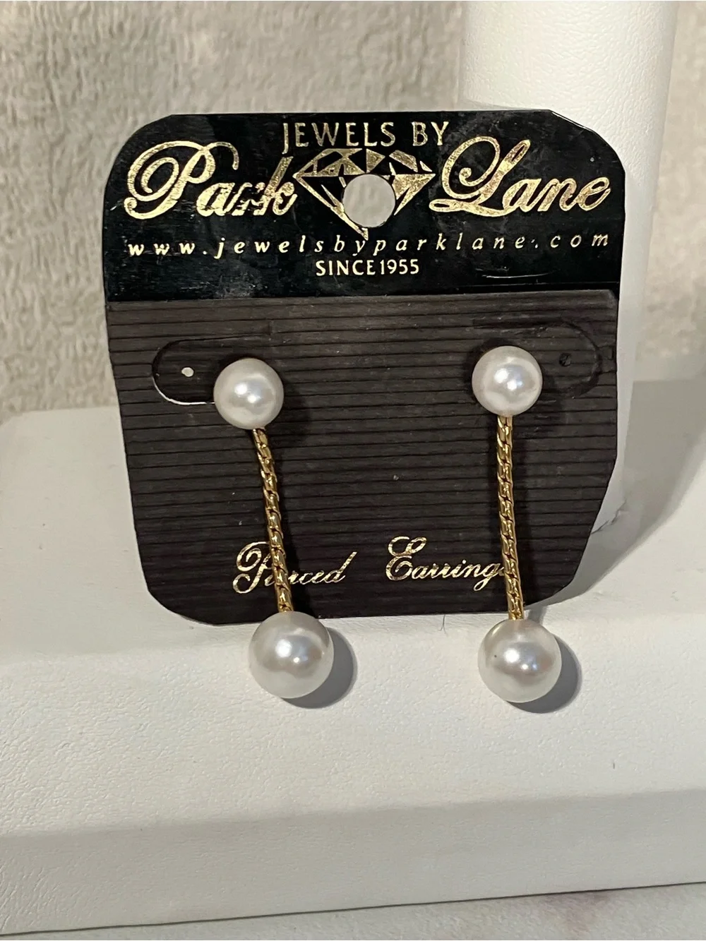 Park Lane Gold-Tone Double Pearl Drop Earrings Shannel design